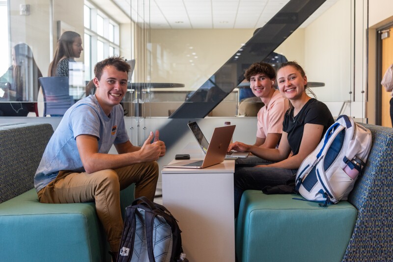 Students on campus on the First day of Fall semester.