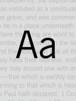 An example of News Gothic font with an uppercase and lowercase letter "A" with sample text in the background.