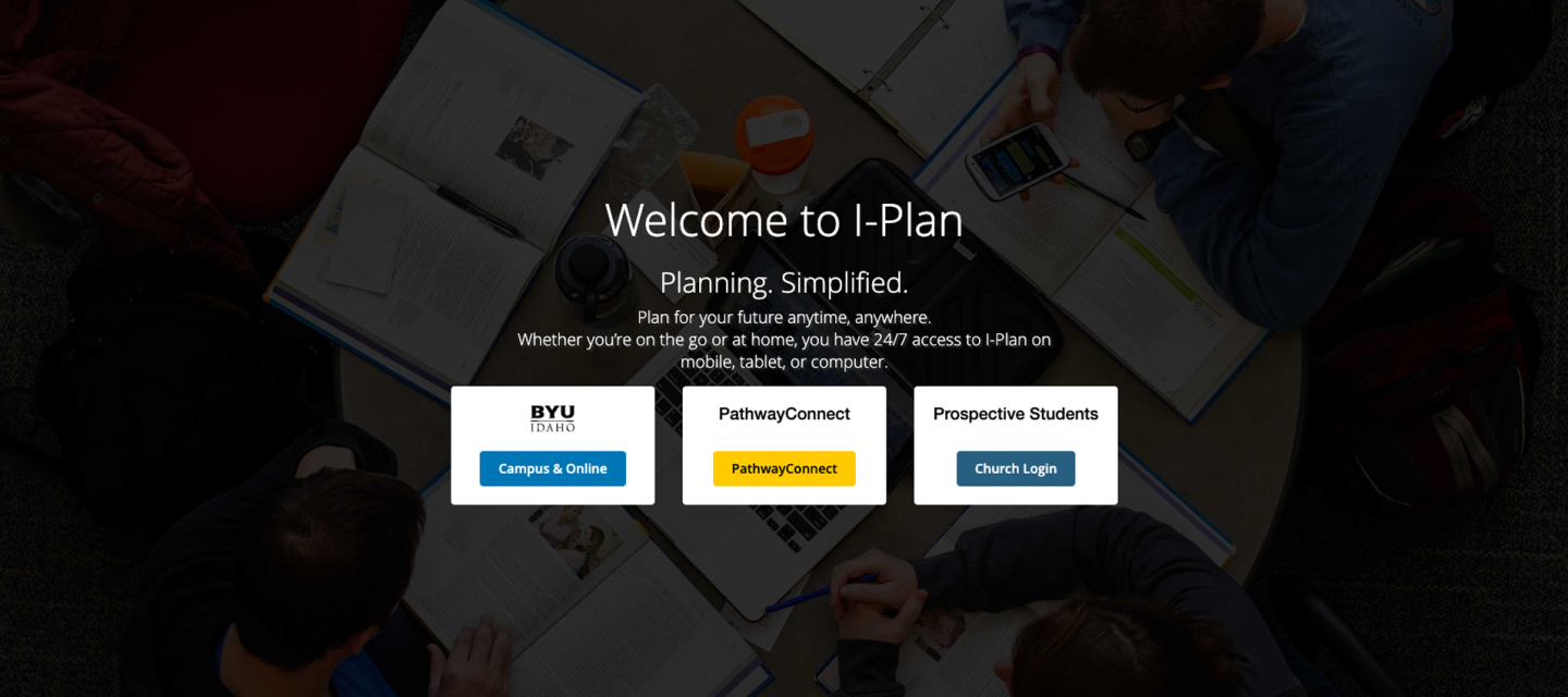 The I-Plan welcome screen