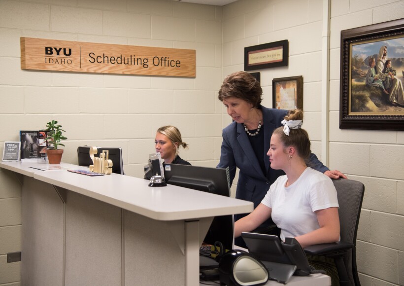 Student Employees in the BYUI scheduling office.