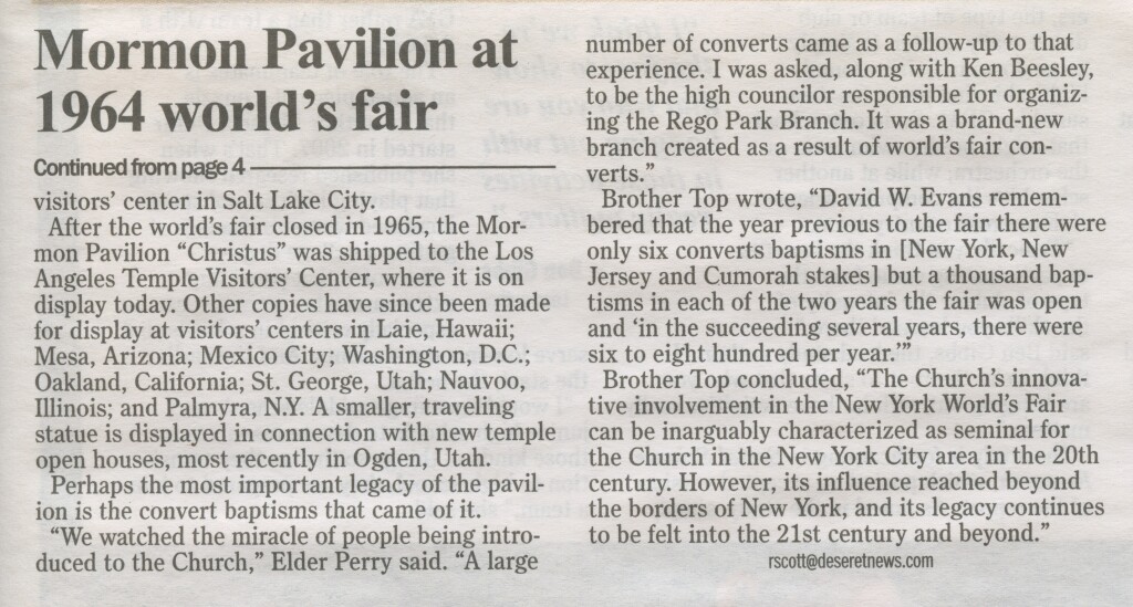 Mormon Pavilion at 1964 world's Fair.