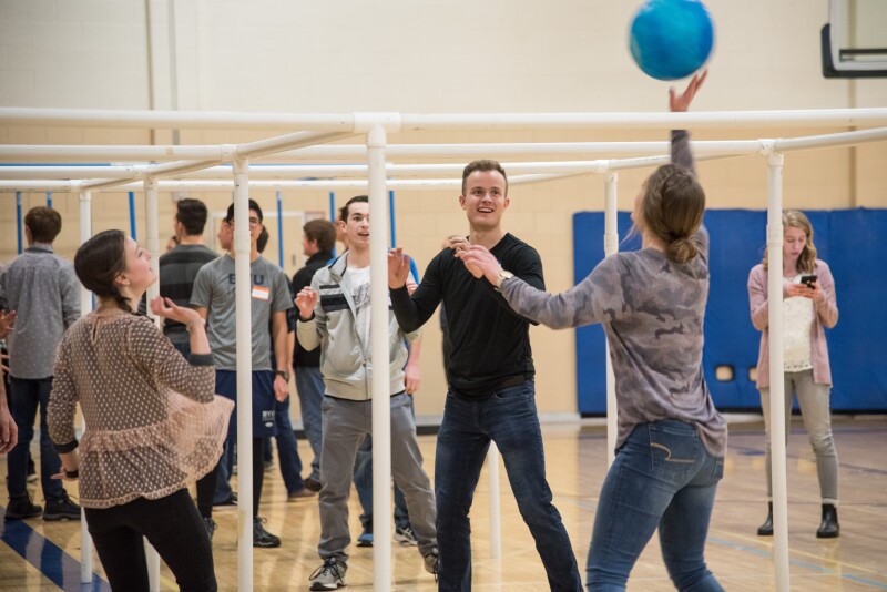 Students playing a game at a College Success Activity