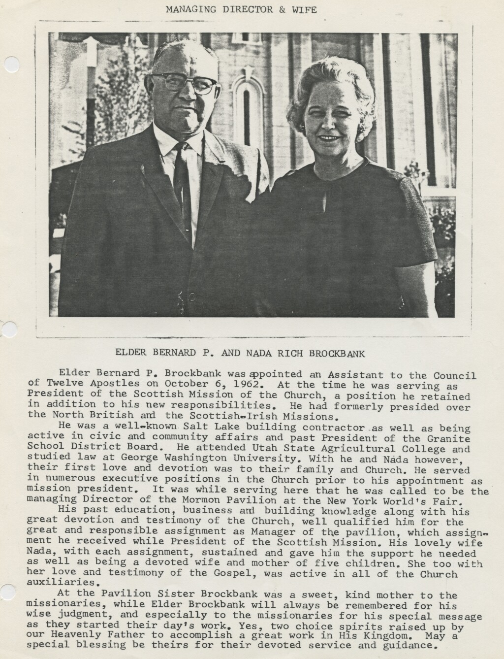 Bio of Elder Brockbank