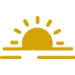 Icon of the sun rising on the horizon