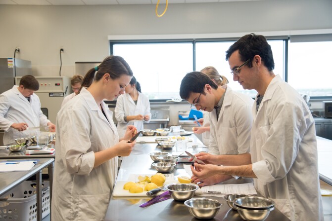 Food Science students work in the Lab in the STC.