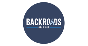 MC Market logo "BACKROADS; GRAB & GO" written in white with a dark blue background