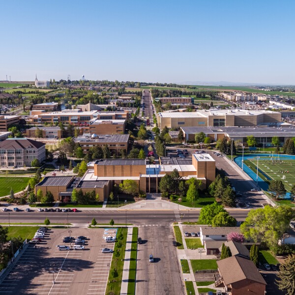 Arial photo of the BYU-Idaho campus looking south.