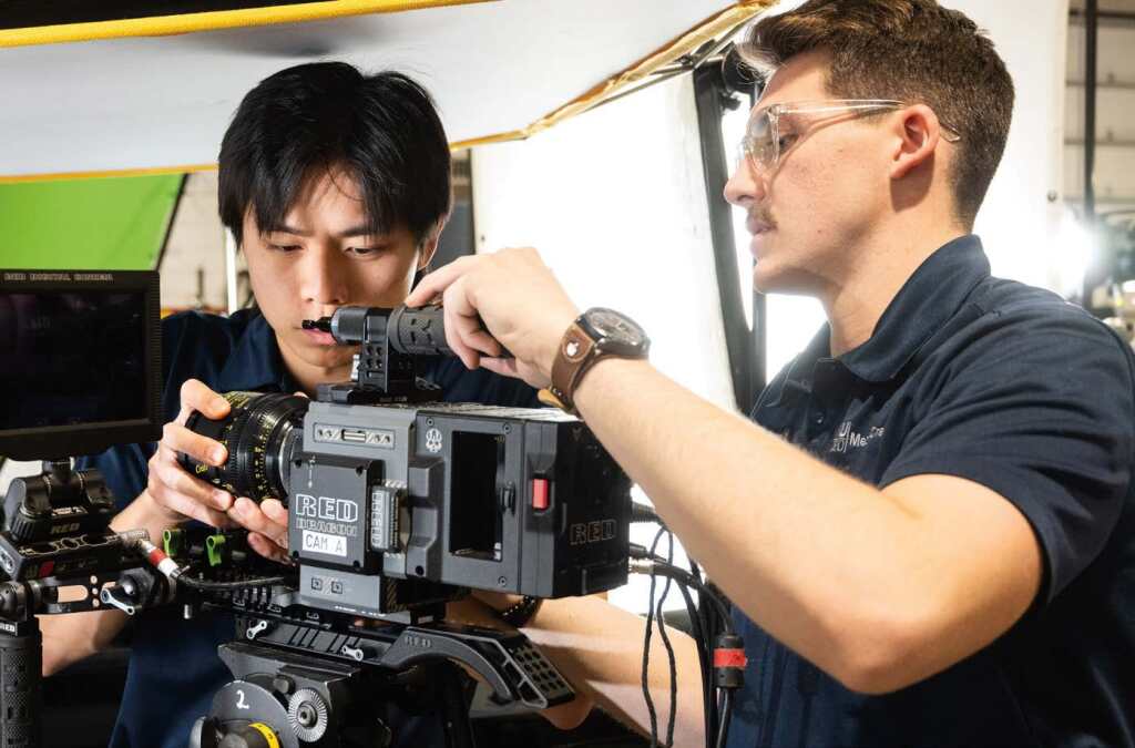 Student employees working in video