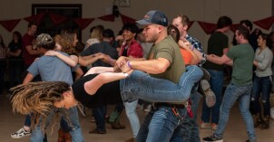 Students participating in Country Dancing—held every Wednesday in the MC