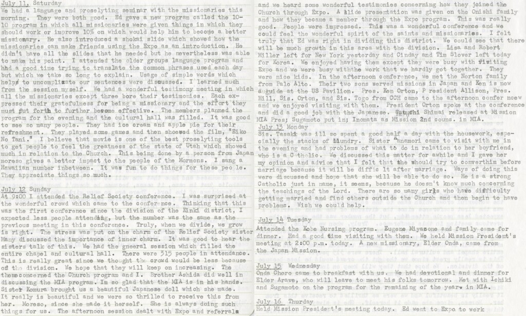 July 11 - 16, 1970- Expo Referrals & Expo Conversion