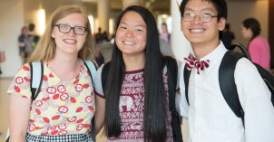 Students smiling at the camera