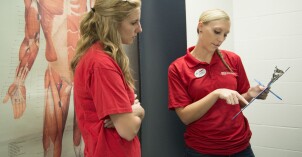 Employees from the Wellness Center working with one another