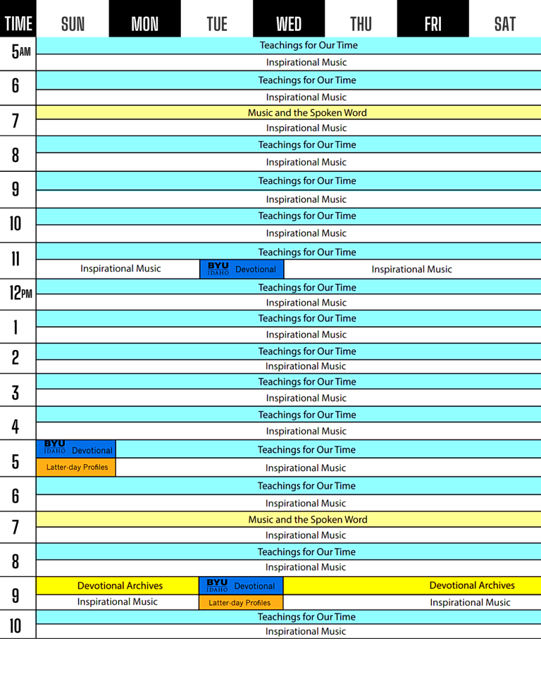 A photo of the 94.3 Schedule Overview described in the tabs above v
