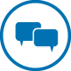An icon of two conversation boxes that overlap, representing the TAO web-based tutorial program.