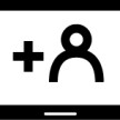 An icon of a square with a person and a plus sign inside, symbolizing new students