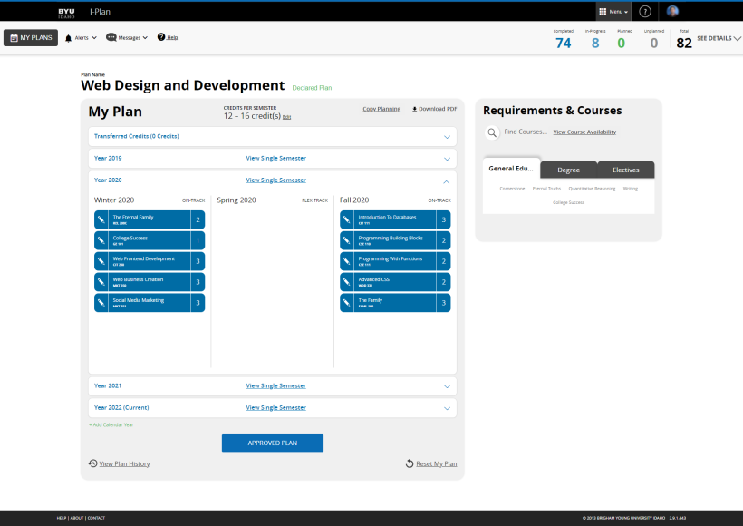A screenshot view of Grad Planner in I-Plan.