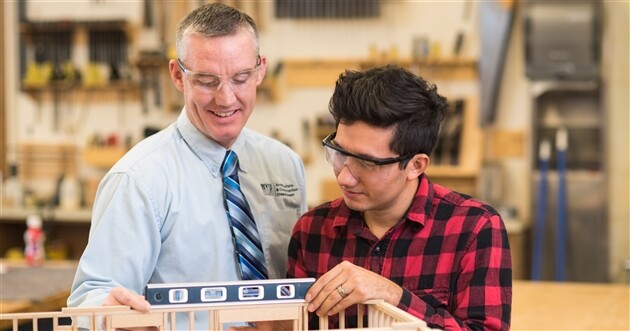 BYUI woodworking student and professor