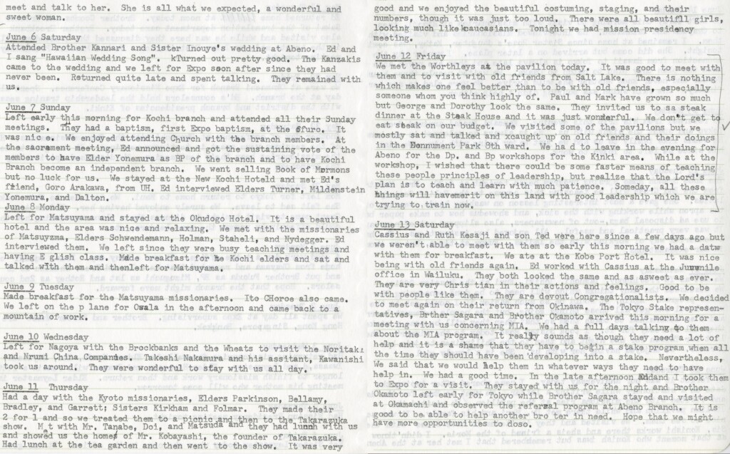 June 6 - 13, 1970 - Expo Baptism & Expo Visit with Friends