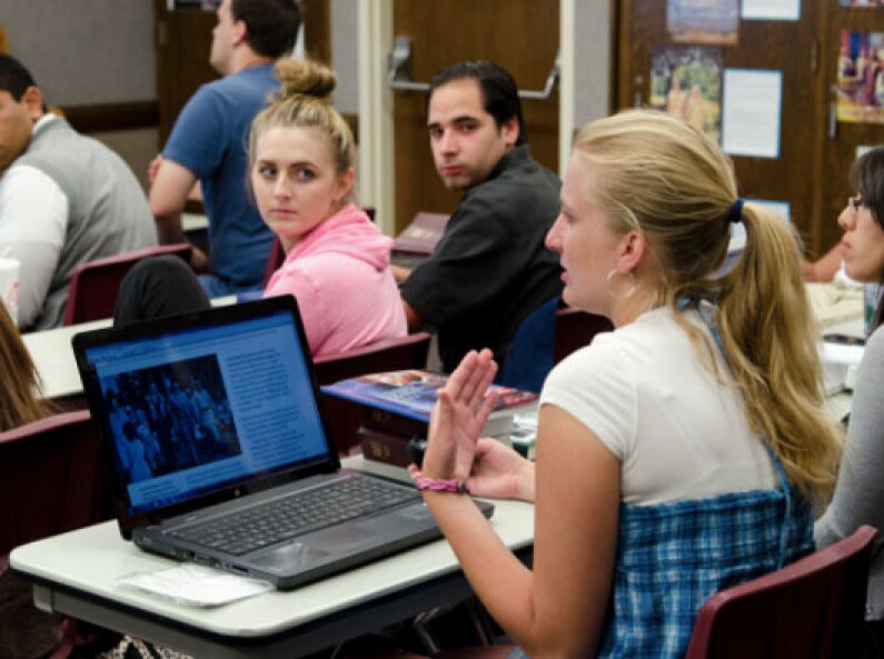 Special Education K-12 students have a discussion in class.
