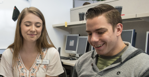 Student employees help students with their Financial Aid questions.