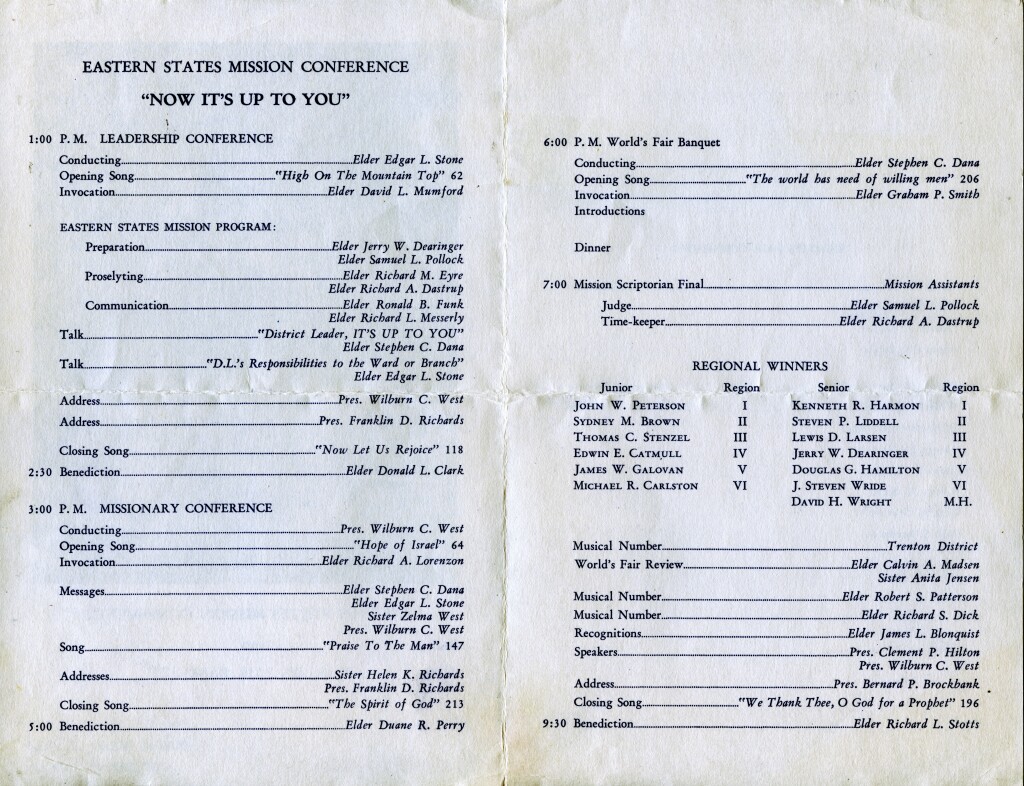 Mission Conference and World_s Fair Banquet Program