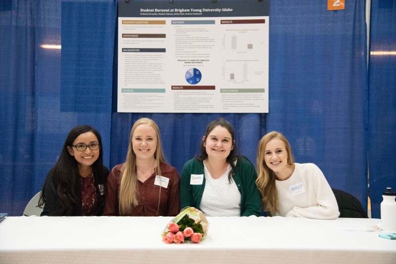 Students present projects at Research and Creative Works conference.