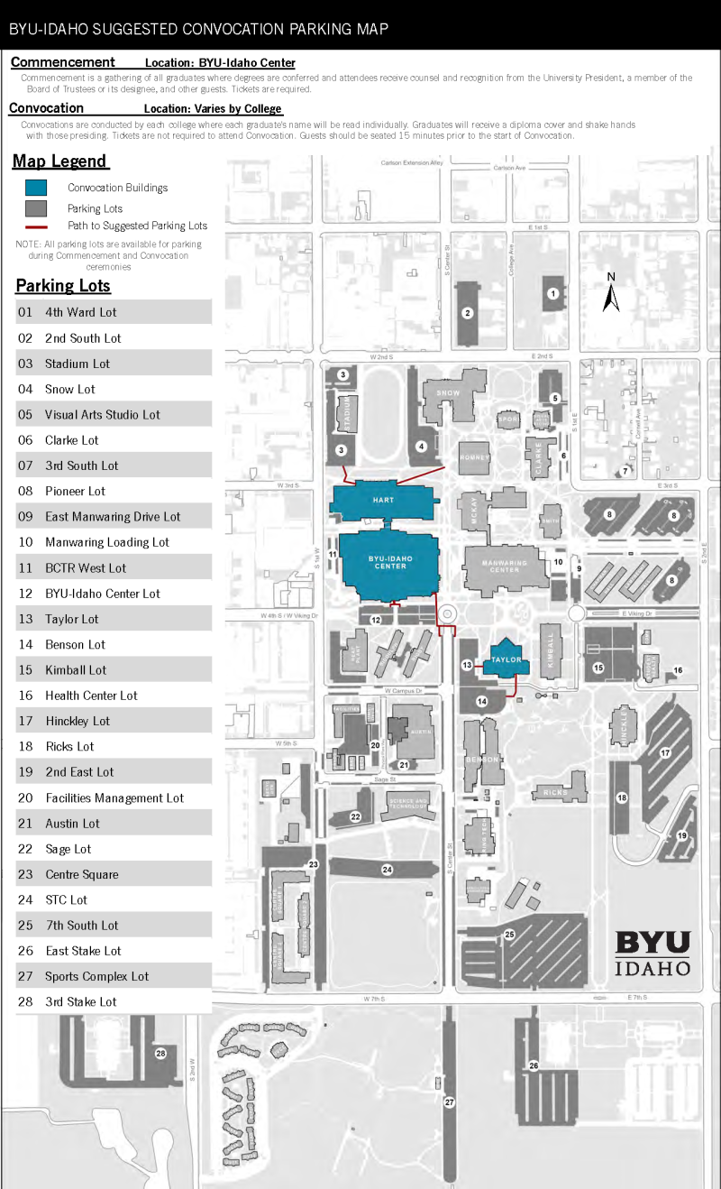 a map showing parking for graduation