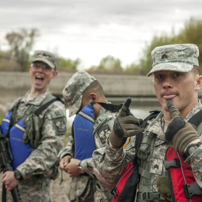 CDT School gets ready to float down the river for an ROTC Waterborne Operation.
