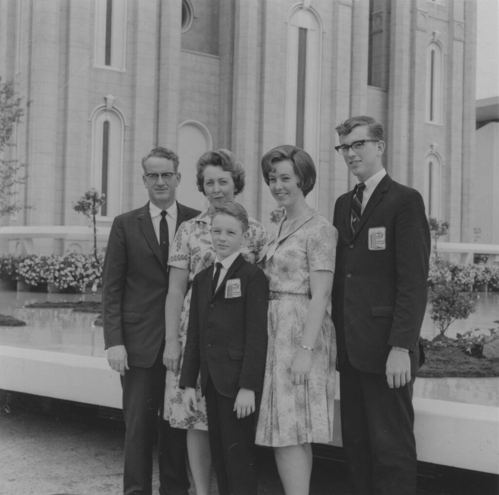 Famly outside Mormon Pavilion