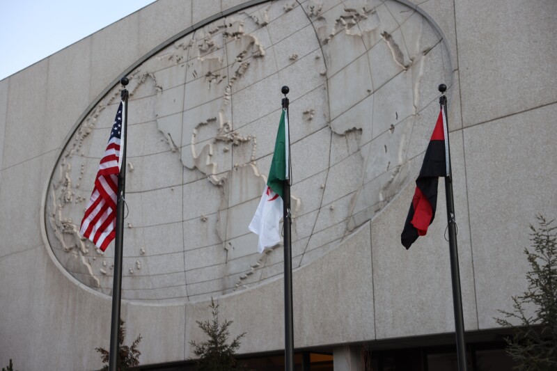 Flags up on Temple Square