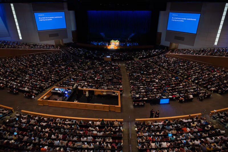 Students gather—including the largest freshman class in BYU-Idaho history—inside the I-Center in Rexburg, Idaho, on Sept. 16, 2025, for the opening devotional of Fall semester.