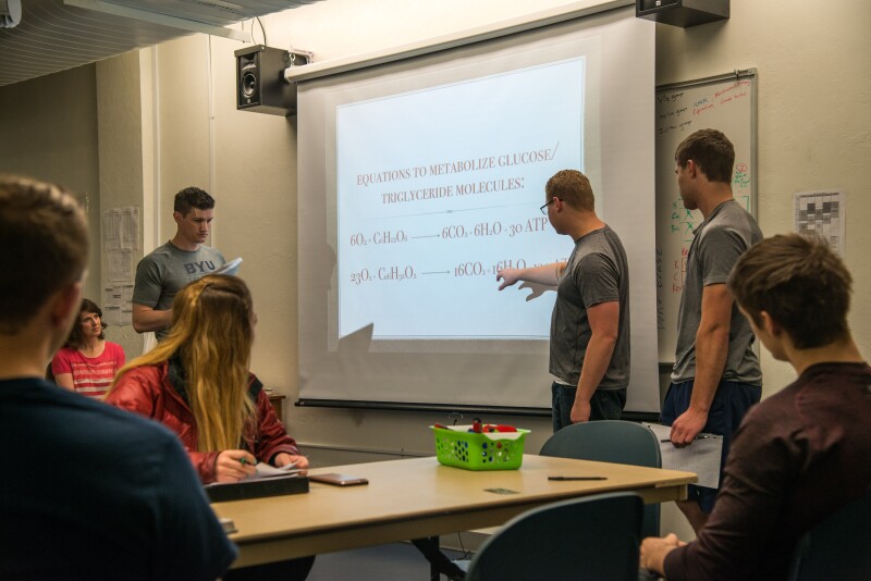 Health, Recreation, and Human Performance class taught by Bonnie Cochran, adjunct faculty.