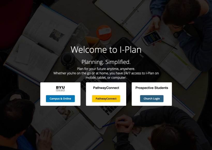 The I-Plan welcome screen