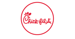 Chick-fil-A logo "Chick-fil-A" written in red cursive; white background with red outline.
