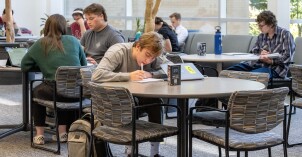 Students studying in the Ricks building.