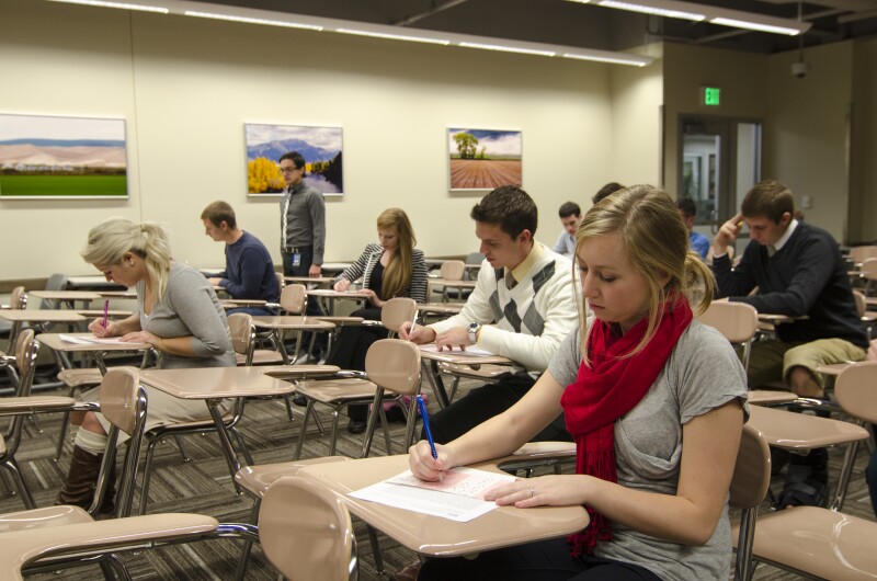 Students in the Testing Center in the Manwaring Center at BYU-Idaho