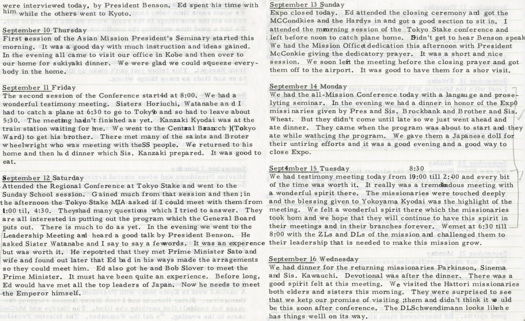 Sept. 10 - 16, 1970 - Asian Mission Presidents' Conference & Expo Closing Day
