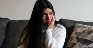 Girl siting on the couch