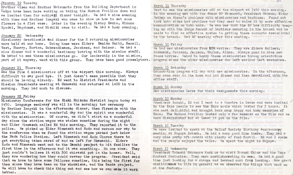 Jan. 19-22 - March 11-17, 1971- Taking Down the Pavilion & Expo Missionaries Going Home & Expo Movie