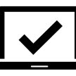 An icon of a laptop with a check mark in the screen