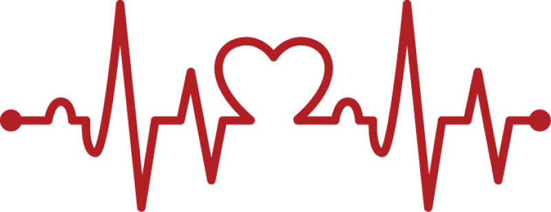 A heartbeat line with a heart shape in the middle.