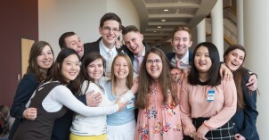 Students volunteer to be ushers for devotional each semester.