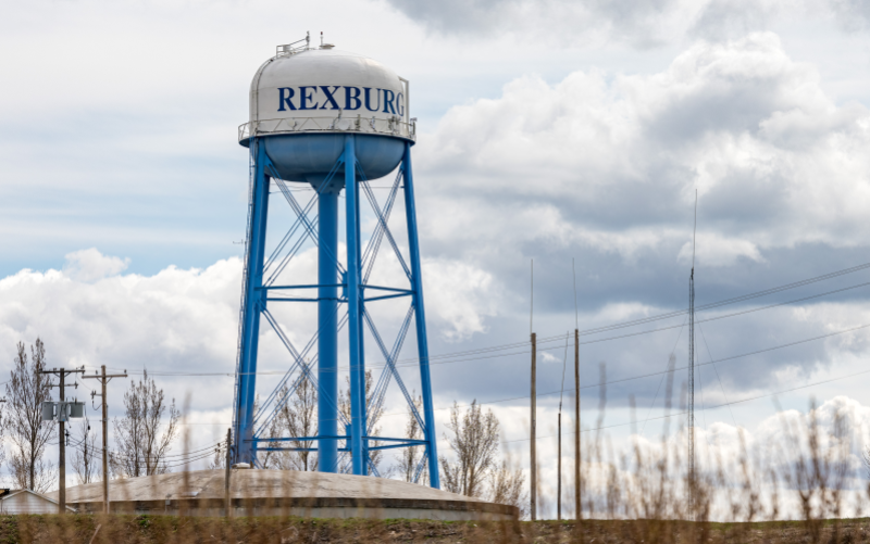 The Rexburg water tower, which prominently displays the name Rexburg upon it, is one the most visible landmarks in the area.