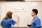 Fonzalo Martinez and Miriam Gibson are volunteers for the Spanish Conversation Lab.