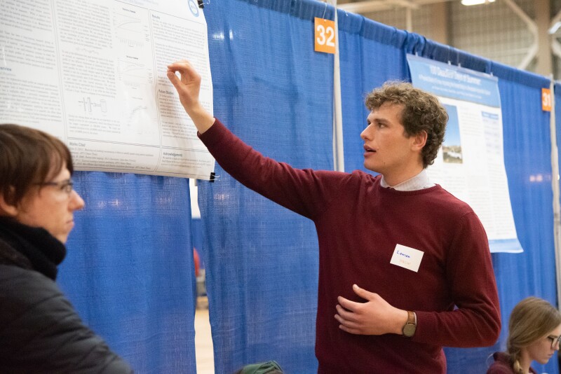 Students present projects at Research and Creative Works conference.