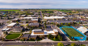 A south aerial view of the BYU-Idaho campus.