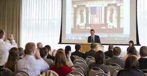 BYU-I students simulate a State of the Union address in a political science class.
