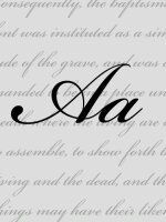 An example of Bickham Script font with an uppercase and lowercase letter "A" with sample text in the background.