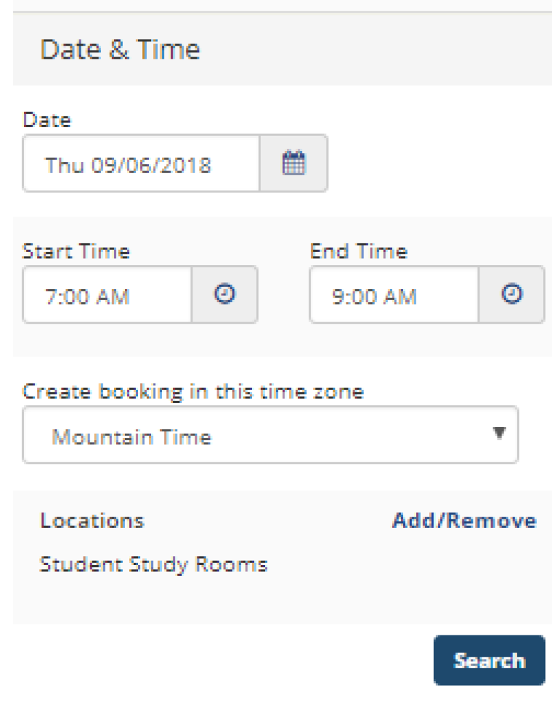 Date and time entry for BYU-Idaho Virtual EMS reservation bookings.