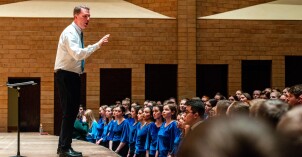 BYU-Idaho Students singing in the April 2022 General Conference rehearse the songs prior to Conference.